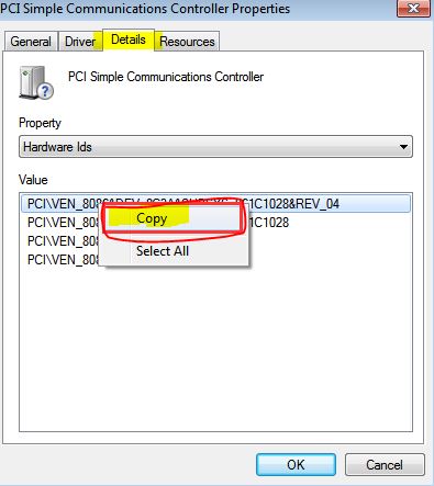 pci simple communications controller doesn