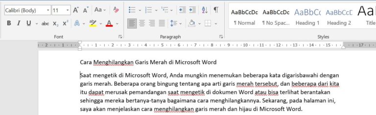 Cara Menghilangkan Garis Merah di Microsoft Word
